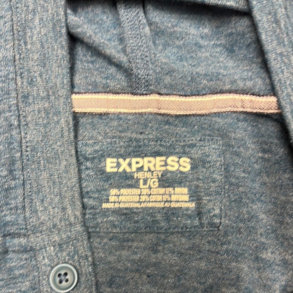 Express Men’s Blue Henley Shirt with Hood - Picture 8 of 8